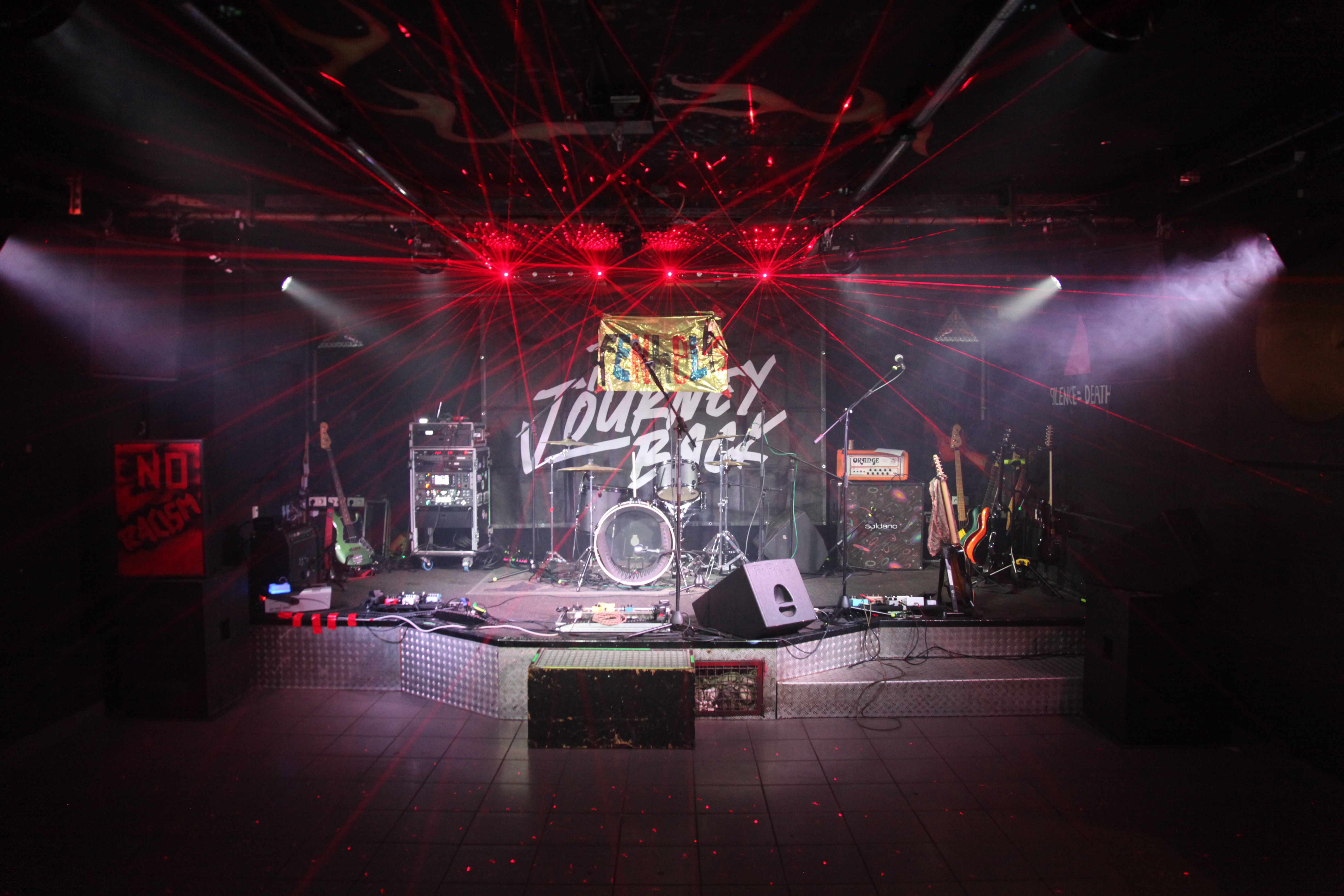 The stage in red light